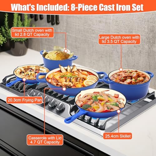 PREMIUM GFTIME 8-piece cobalt enamel cookware set