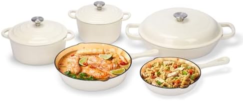GFTIME 8-piece white enamel cookware set