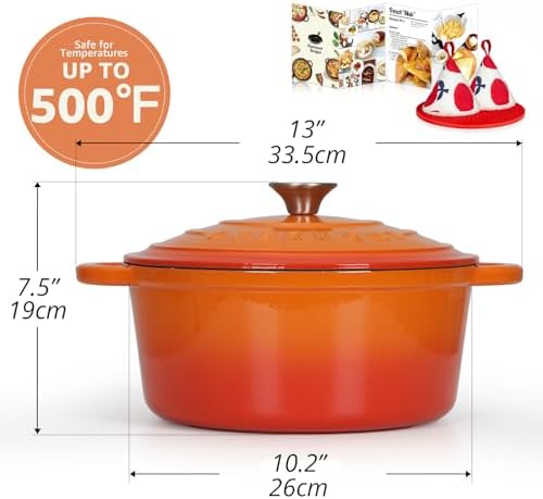 Overmont 26cm pumpkin enamel Dutch oven