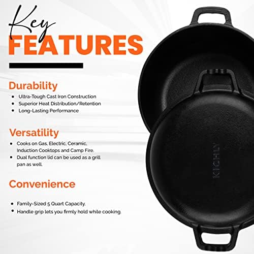 KICHLY 5-quart cast-iron Dutch oven combo