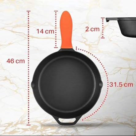 NutriChef premium pre-seasoned cast-iron skillet with lid