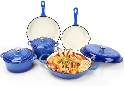 PREMIUM GFTIME 8-piece cobalt enamel cookware set