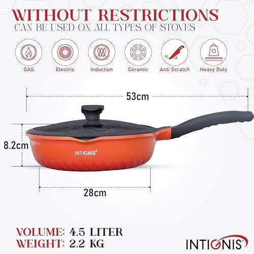 Deep ceramic sauté pan with lid
