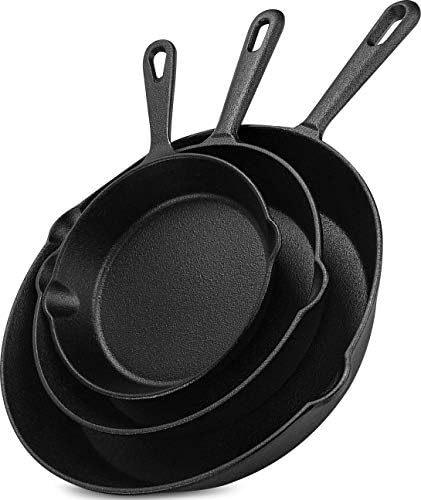 KICHLY three-piece cast iron skillet set