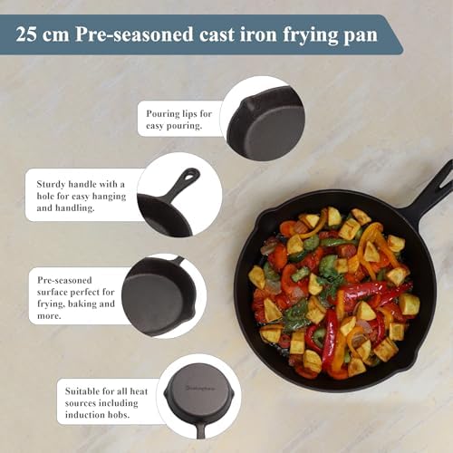 Buckingham 25cm pre-seasoned cast-iron frying skillet