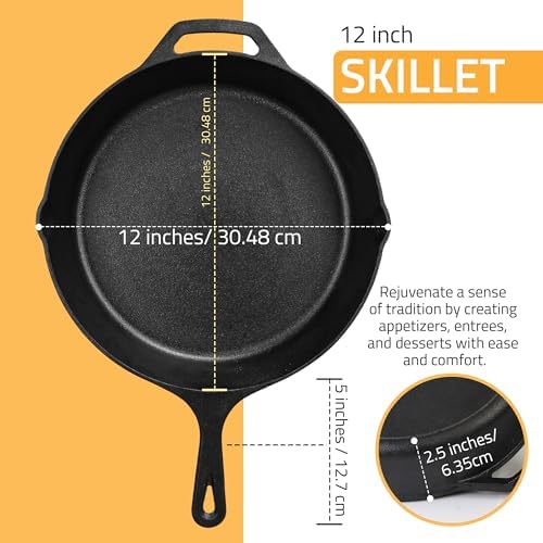 KICHLY 12-inch double-handle cast skillet
